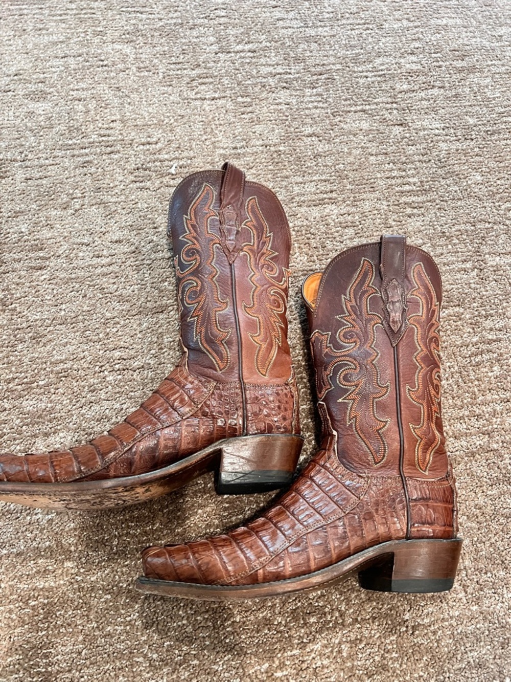 Lucchese Women's Walter Caiman Leather Boots 7B Handmade Boots Made In USA $995